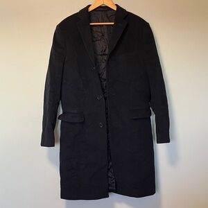 H&M Wool and Cashmere Navy Overcoat